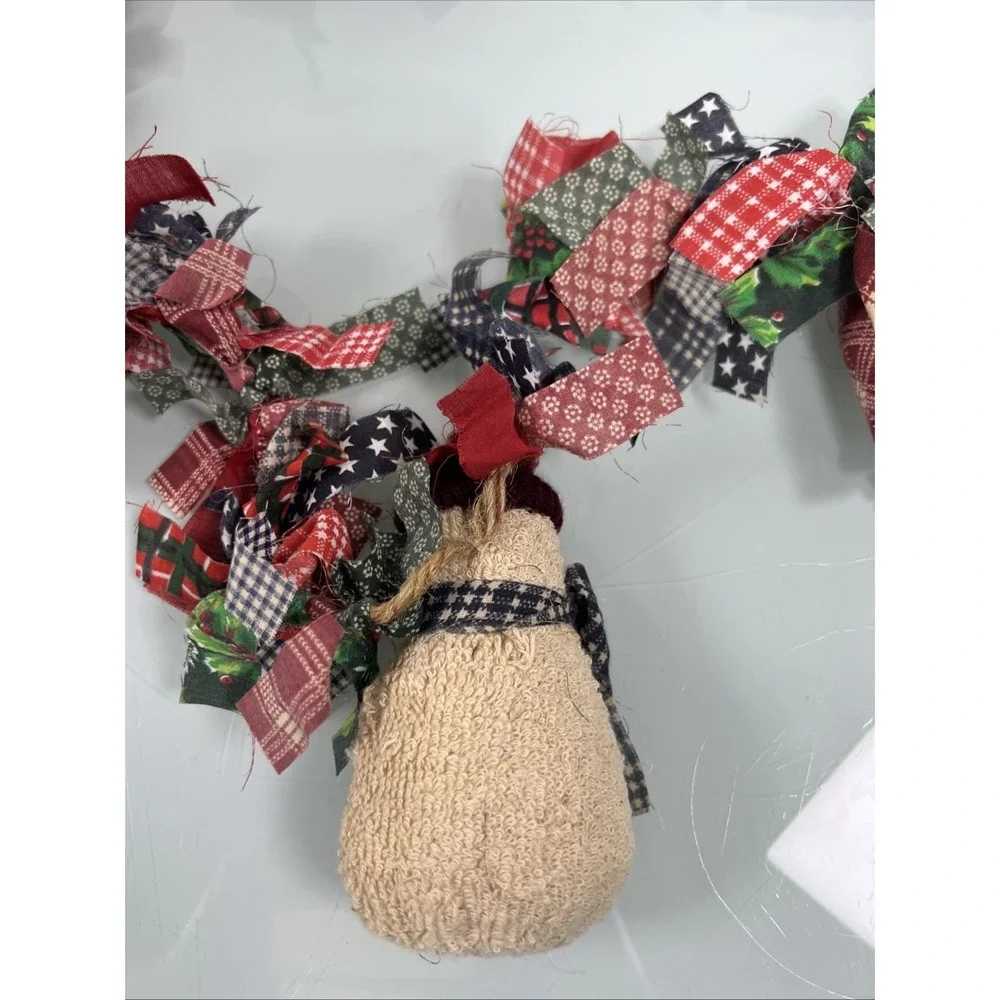 Rustic Primitive Christmas Garland Snowman Americana Farmhouse Decor